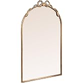 Creative Co-Op Arched Gold Iron Mirror with Decorative Bow