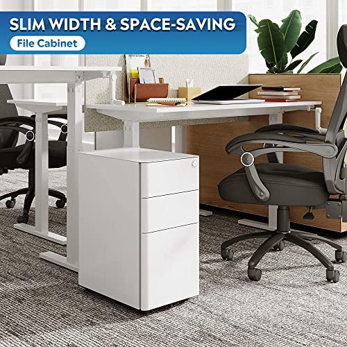 DEVAISE 3Drawer Slim Vertical File Fully Assembled Except Casters, Legal/Letter Size