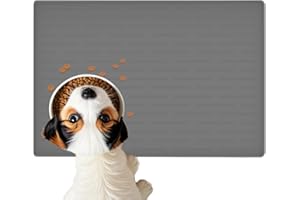 LOGIFTVE Large Silicone Dog Food Mat, 24''x16'' Waterproof Pet Feeding Mat with Raised Edges, Non-Slip Dog Bowl Mat for Floors, Easy Clean Pet Water Mat for Food and Water (Light Gray)