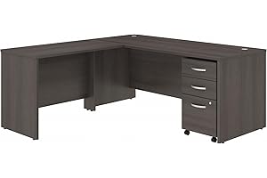 Bush Business Furniture Studio C 72W x 30D L Shaped Desk with Mobile File Cabinet and 42W Return in Storm Gray