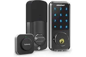 SMONET WiFi Door Lock, Keyless Entry, Smart Deadbolt Black, 1-Year Warranty
