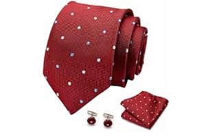 Girouette Men's Ties Set Handkerchief Cufflink Polka Dot Men's Necktie for Business Events, Weddings and Other Occasions