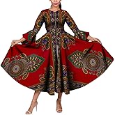 African Dresses for Women Long Skirt Traditional Ankara Kente Print Casual for Festivel Party