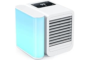 LOIOSU Portable Air Conditioner Cooling Fan: Evaporative Mini Air Cooler with 𝟳 𝗖𝗼𝗹𝗼𝗿𝘀 - USB Personal Air Cooler Desktop Ac Unit for Room Office Home (Air White)