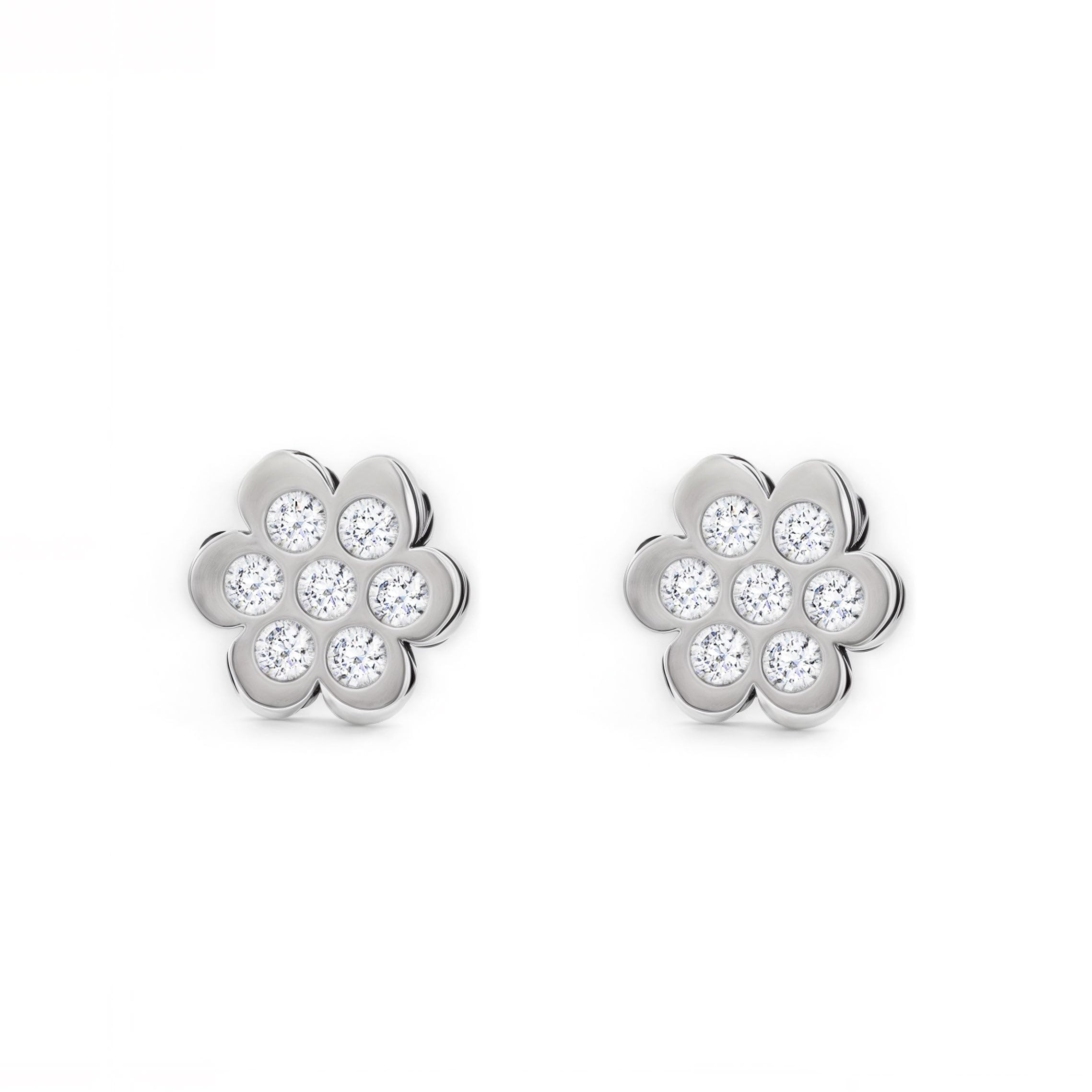 9ct White Gold flower girl Earrings