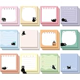 BESARME 24 Pads Black Cat Sticky Notes, 3 x 3 in, 840 Sheets | Cute Black Cat Designs, Lined Blank And Grid Pages, Self-Adhesive, Smooth Writing, Clean Removal, Cat Lover Gift