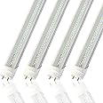 2FT T8 LED Tube Light,12W(30W Equivalent), 1560LM,Led Replacement F20T10 T20T12 Flourescent Tube,5000K, Dual Ended Power, Clear Cover(4-Pack)