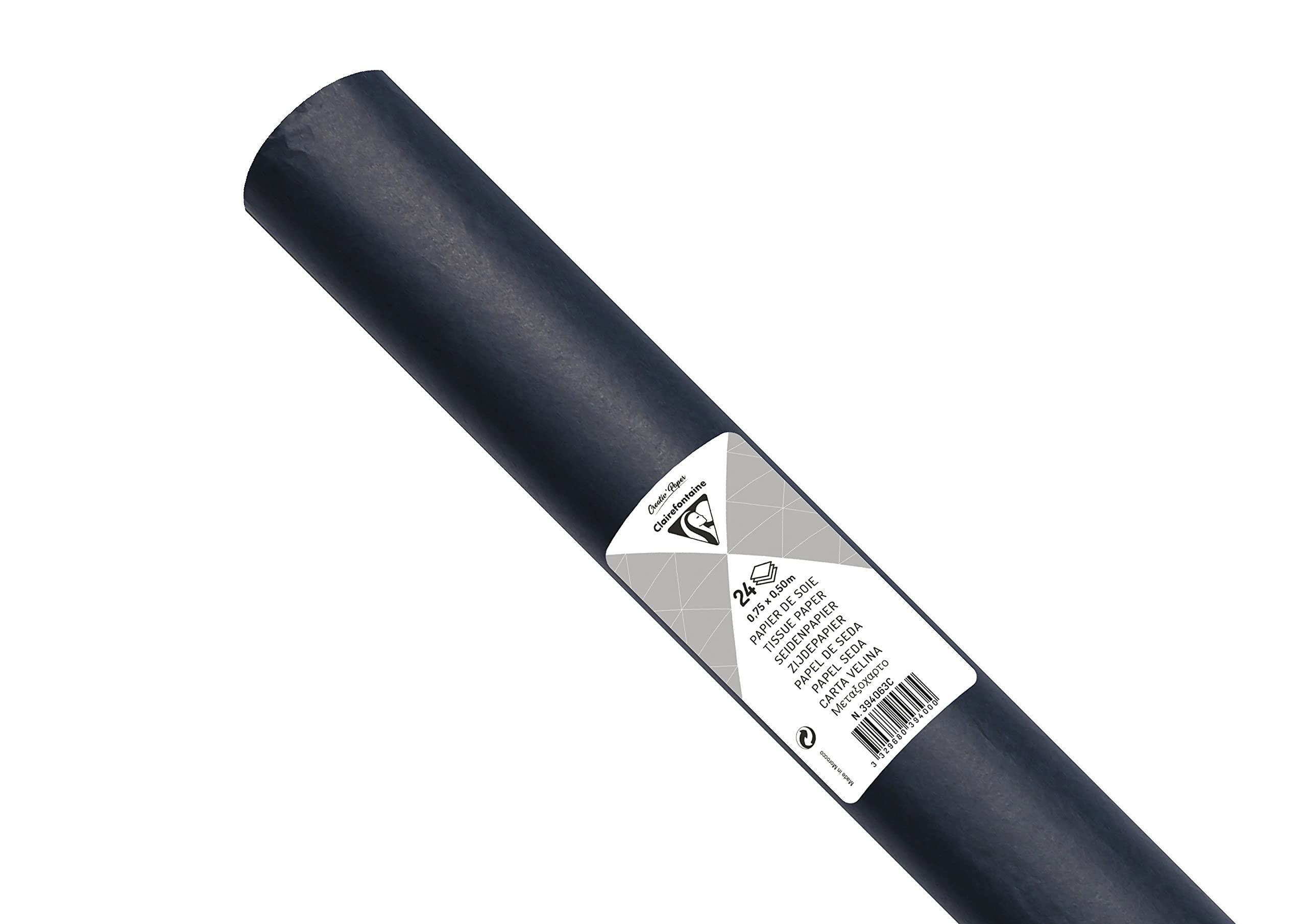 Clairefontaine 394063C Roll of 24 Sheets Silk Paper 18g/m² Format 50x75cm Fine Delicate Resistant Paper Creative Packaging Creative Activity Navy Blue Colour