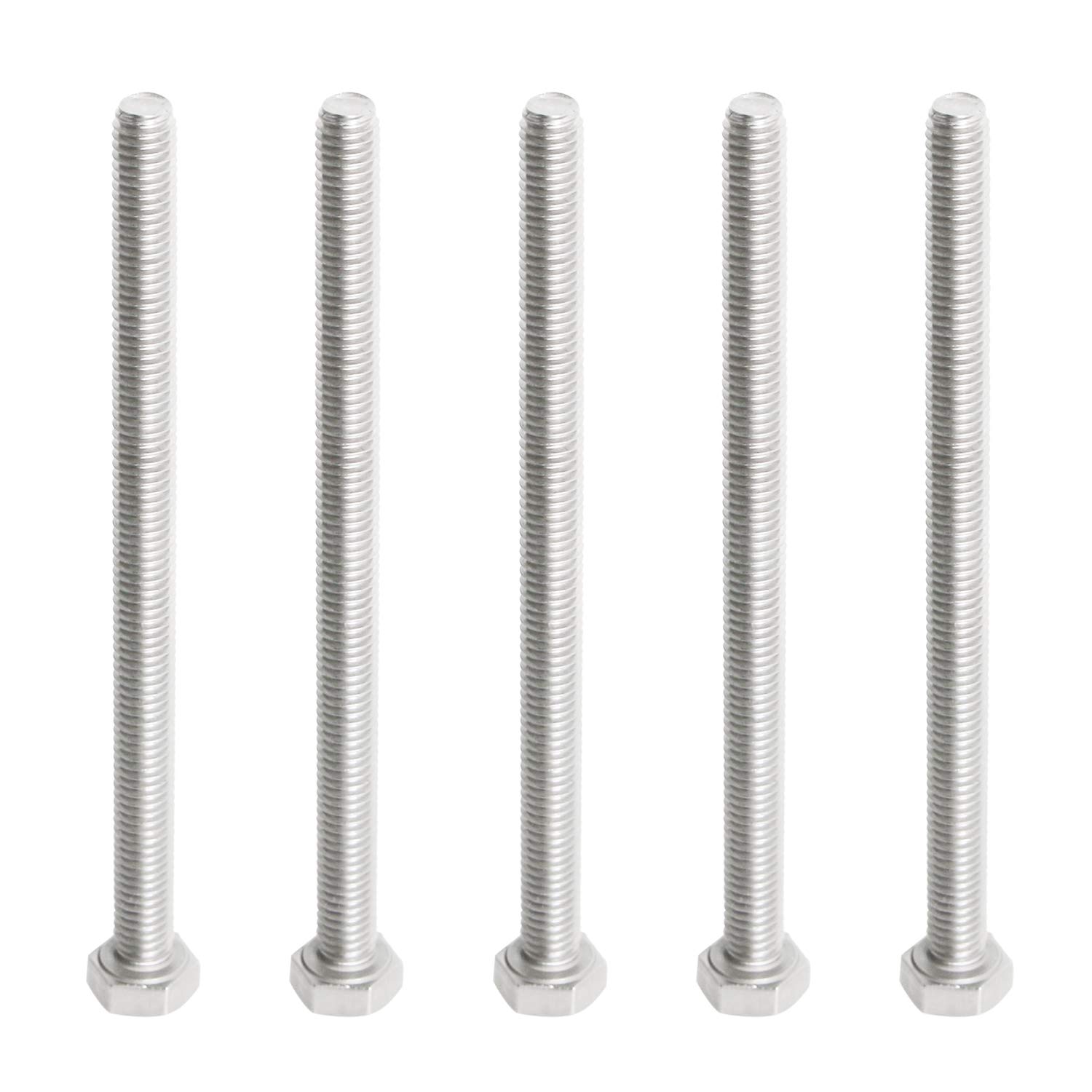 Aopin M6 x 110mm Hex Head Bolts Screws Grade 5.8 Stainless Steel, Fasteners Fully Machine Threaded SUS304 5 Pcs