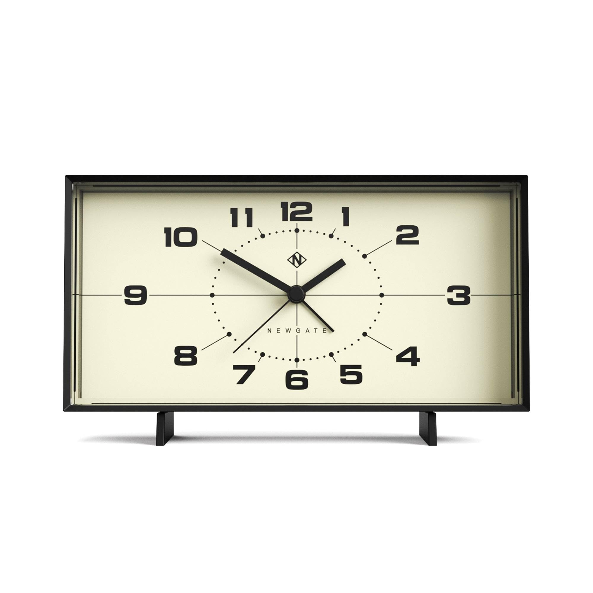 NEWGATE® Wideboy alarm clock | Rectangular retro design | Black | Mid-century dial | Ideal for bedside, desk, mantel or shelf | Retro bedroom & office accessory