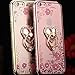 iPhone 6S Case, iPhone 6 Case, CaseUp Glitter Crystal Heart Floral Series - Slim Luxury Bling Rhinestone Clear TPU Case With Ring Stand For iPhone 6S/ iPhone 6 (4.7 Inch) Rose Gold