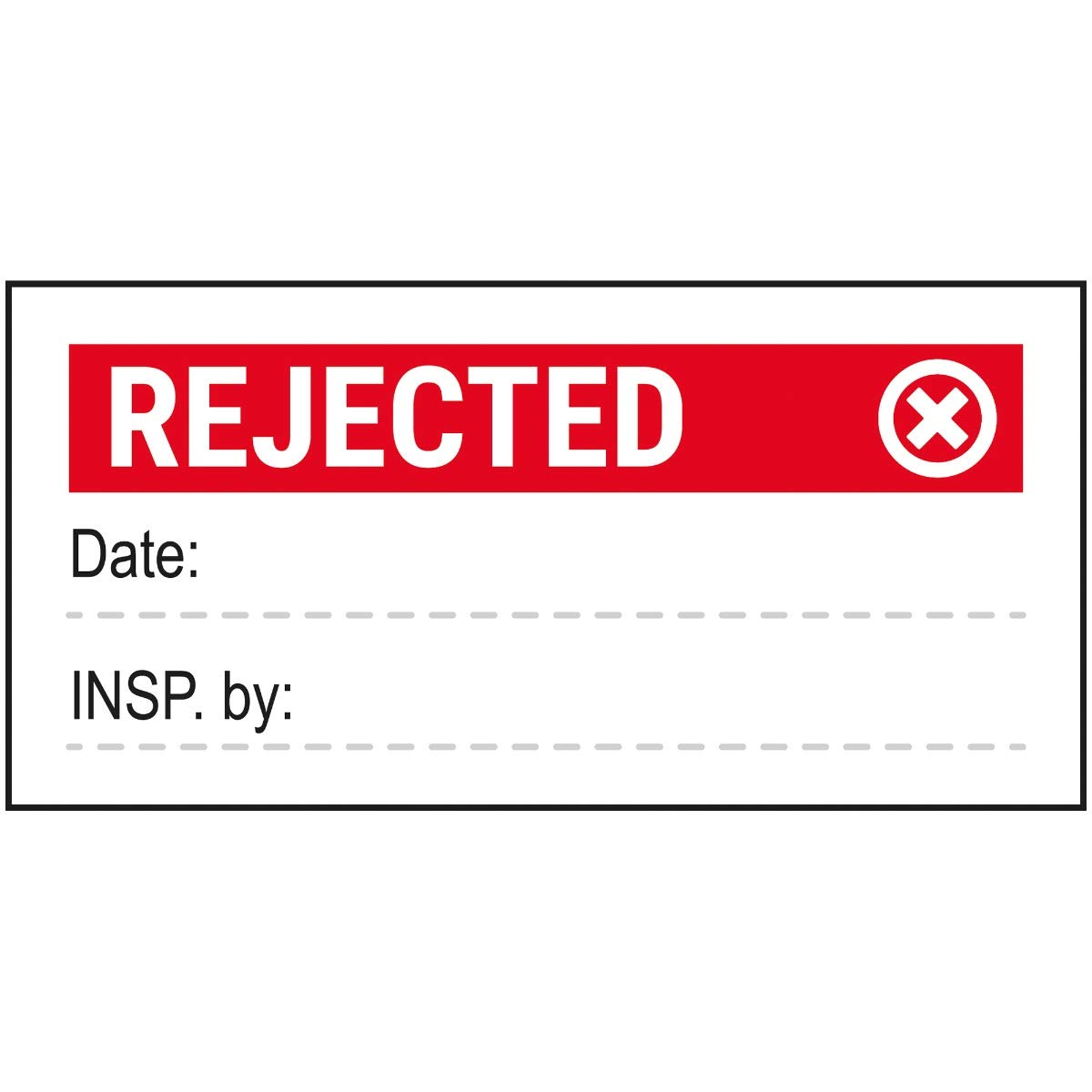 V Safety Rejected Write On Red Sticker - 51x25mm (Roll of 250)