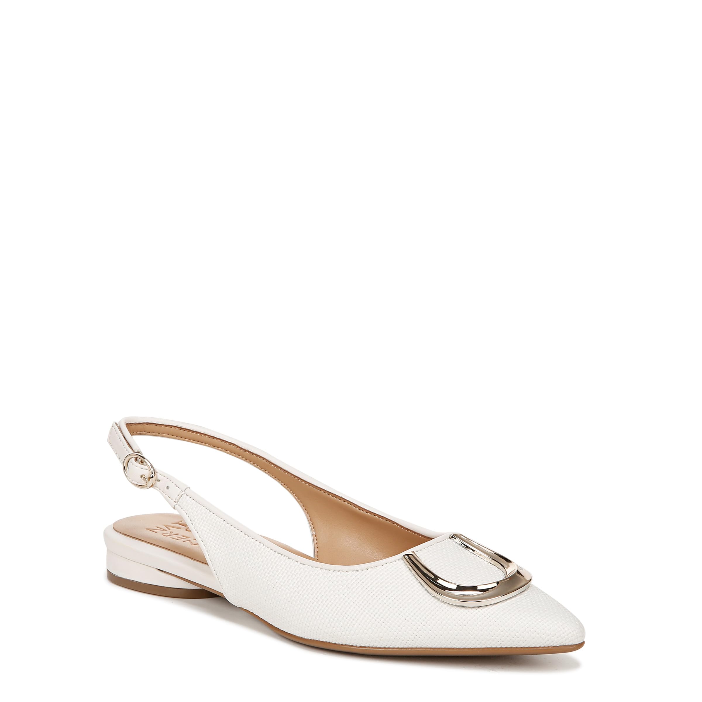 Naturalizer Womens Bixby 2 Pointed Toe Slingback Flat Warm White Straw Fabric 11 W