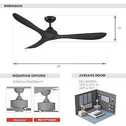 Ceiling Fans without Lights 56 Inch Black Ceiling