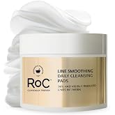 RoC Resurfacing Disks, Line Smoothing Exfoliating Makeup Remover Pads 28 CT | Disks for wrinkles and skin tone, self-foaming exfoliating face pads with glycerin, textured + smooth sides, non-comedogenic