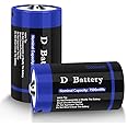 wowpower Rechargeable Lithium D Cell Batteries 7500mWh with USB-C Charging Cable, 1.5v LR20 D Size Battery for Flashlight/Floodlight &Toys(2 Pack)