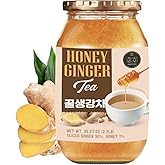 Korean Honey Ginger Tea, 35.2 oz Jar, Sliced Ginger with Real Honey, Sweet and Spicy Drink Hot or Cold, for Tea, Cooking, or Marmalade – Product of Korea