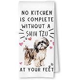 ArtisaEura Shih Tzu Funny Dog Kitchen Towels - Shih Tzu Waffle Weave Hand Towels for Woman,A Kitchen is Not Complete Without A Shih TzuDish Towel for Bathroom,Dog Lovers Gift for Women,16×24 Inch