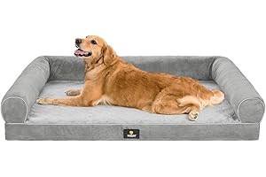 Veehoo Orthopedic Dog Beds for Large Sized Dogs - XL Dog Sofa Bed with Bolsters, Extra Large Pet Couch Bed with Removable Washable Cover & Nonslip Bottom, Grey