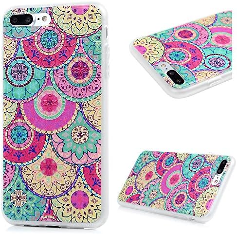Badalink iPhone 8 Plus Case, iPhone 7 Plus Case - TPU Rubber Skin Bumper Case Shockproof Flexible Easy Grip with Cute Floral Painting Ultra Slim Protective Cover for iPhone 7 Plus - Colorful Flowers