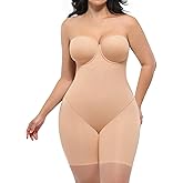 SHAPELLX Shapewear for Women Strapless Bodysuits Tummy Control Body Shaper Butt Lifting Shapewear with Removable Straps
