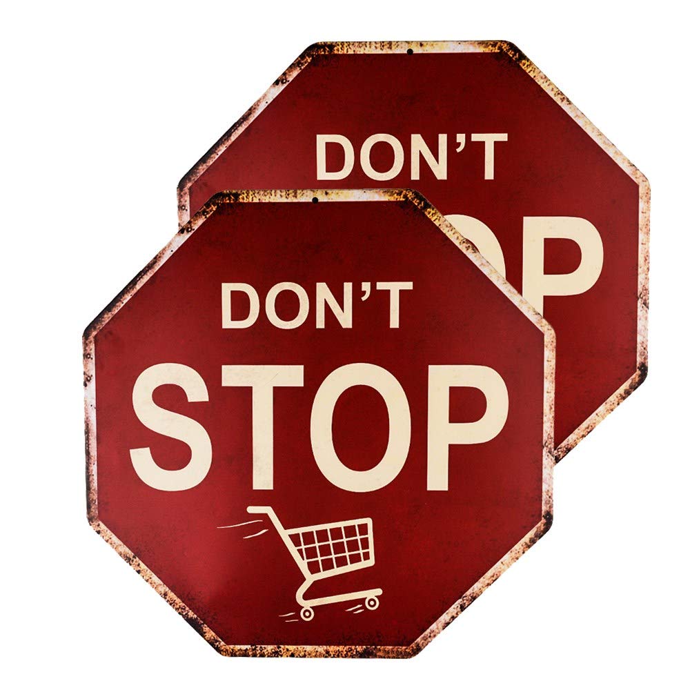 不适用 2 Pack Funny Decor Dont Stop Shopping Sign 12" UV Protected, Rust-Free, Waterproof Printed