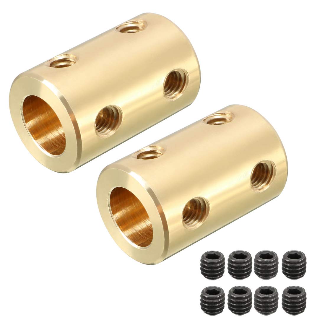 Sourcingmap 6mm to 8mm Bore Rigid Coupling Set Screw L22XD14 Copper,Shaft Coupler Connector for 3D Printers, Motor Accessories,2pcs