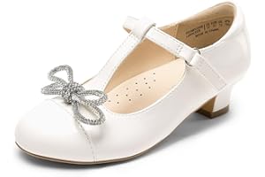 DREAM PAIRS Girls Dress Shoes Mary Jane Heel T-Strap Party Flower Wedding Princess Pumps for Little Big Kid