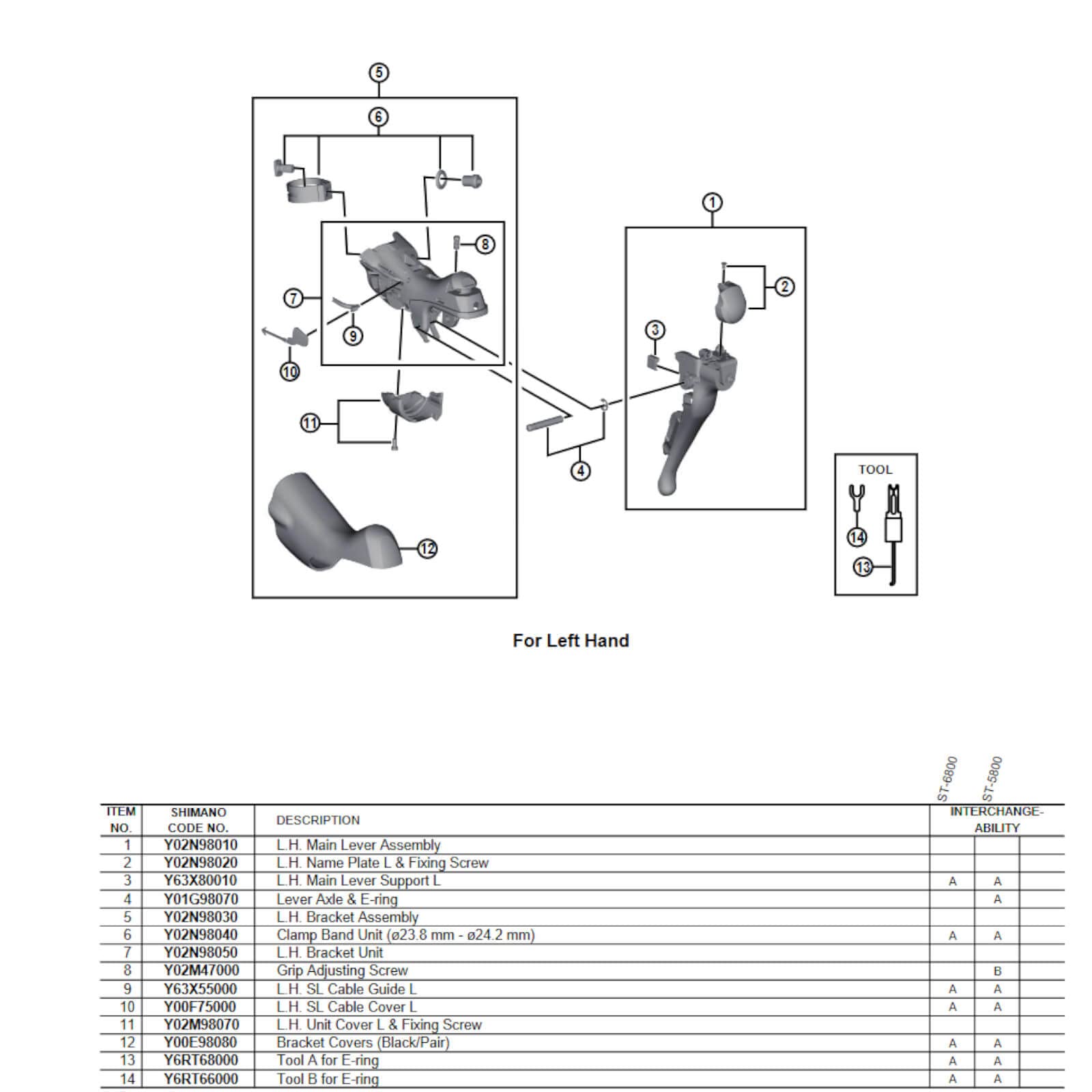 Shimano SPARE PART ST4703 LH Main Lever Assembly, Bike Parts