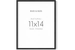 HAUS AND HUES Black Oak Wood 11x14 Picture Frame - Modern Wood Wall Art Display - Minimalist, Lightweight 11x14 Black Frame for Art Prints, Photos, Posters - Ready-to-Hang Vertically & Horizontally