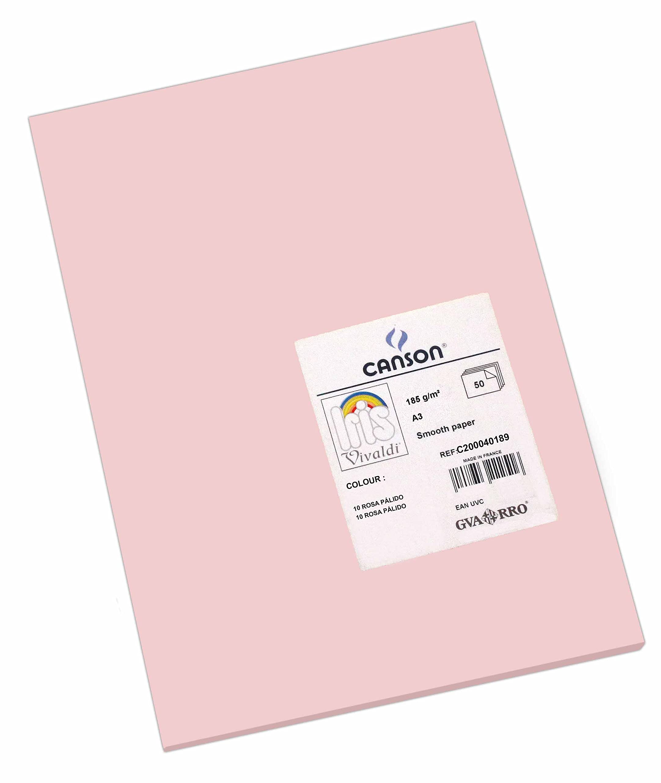 Canson Iris Vivaldi A3 185 GSM Smooth Colour Paper - Rose Petal (Pack of 50 Sheets)