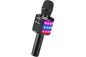 BONAOK Karaoke Microphone for Kids & Adults - Bluetooth Microphones Singing Mic with Disco Lights, Echo Effect, Built-in Speaker Portable Karaoke Player for Party Travel Gifts Q78(Black)