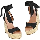 Liyuandian Womens Platform Espadrille Wedges Open Toe High Heel Sandals with Ankle Strap Buckle Up Shoes
