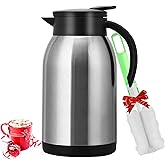40oz Stainless Steel Thermal Coffee Carafe Dispenser, Unbreakable Double Wall Vacuum Flask 1.2L Water Tea Pot Beverage Pitcher for Hot Coffee for Christmas Carafe(Silver)