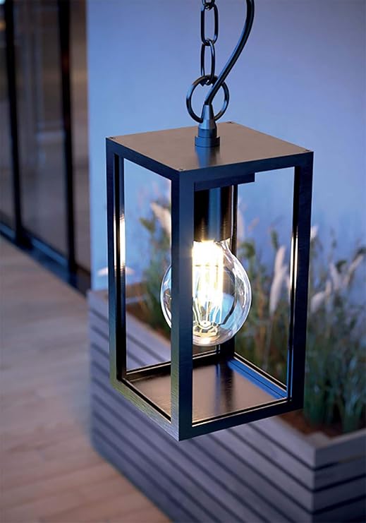 CGC Black Aluminium Contemporary Hanging Ceiling Porch Light Outdoor