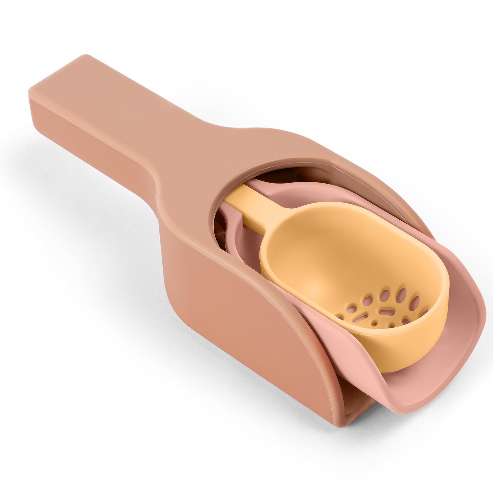 Vicloon Silicone Nesting Scoops, 3 Pcs Baby Beach Shovels Toys, Play Tray for Toddler Accessories, Silicone Nesting Shovel for Toddler, Tuff Tray Accessories, Early Development & Activity Toys