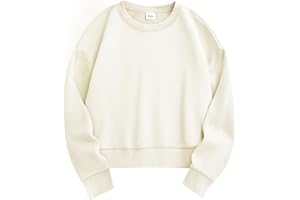 STELLE Cropped Sweatshirts for Women Cotton Long Sleeve Crop Tops Crewneck Pullover Oversized Sweater
