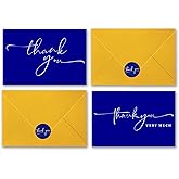CDXHOME 40 Classy Navy Blue Thank You Cards - Greeting Notes for Wedding,Business,Graduation,Birthday,Party,Anniversary,Baby Shower|Blank Inside|Includes Gold Envelopes & Stickers