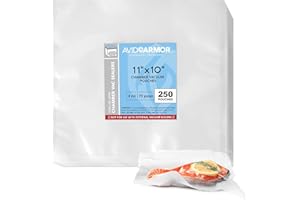Avid Armor Chamber Vacuum Sealer Bags – Heavy Duty, BPA-Free, Pre-Cut Chamber Vacuum Bags for Food Preservation, Freezer Storage, Sous Vide and more, 250/Pack (11x10) – Multi-Use Vacuum Bags