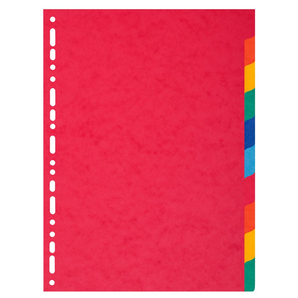 Exacompta - Ref 1410E - Nature Future Dividers - Suitable for A4 Documents, Pre-Punched, 225gsm Genuine Pressboard, 10-Part Dividers, FSC-Certified - Multi-Coloured