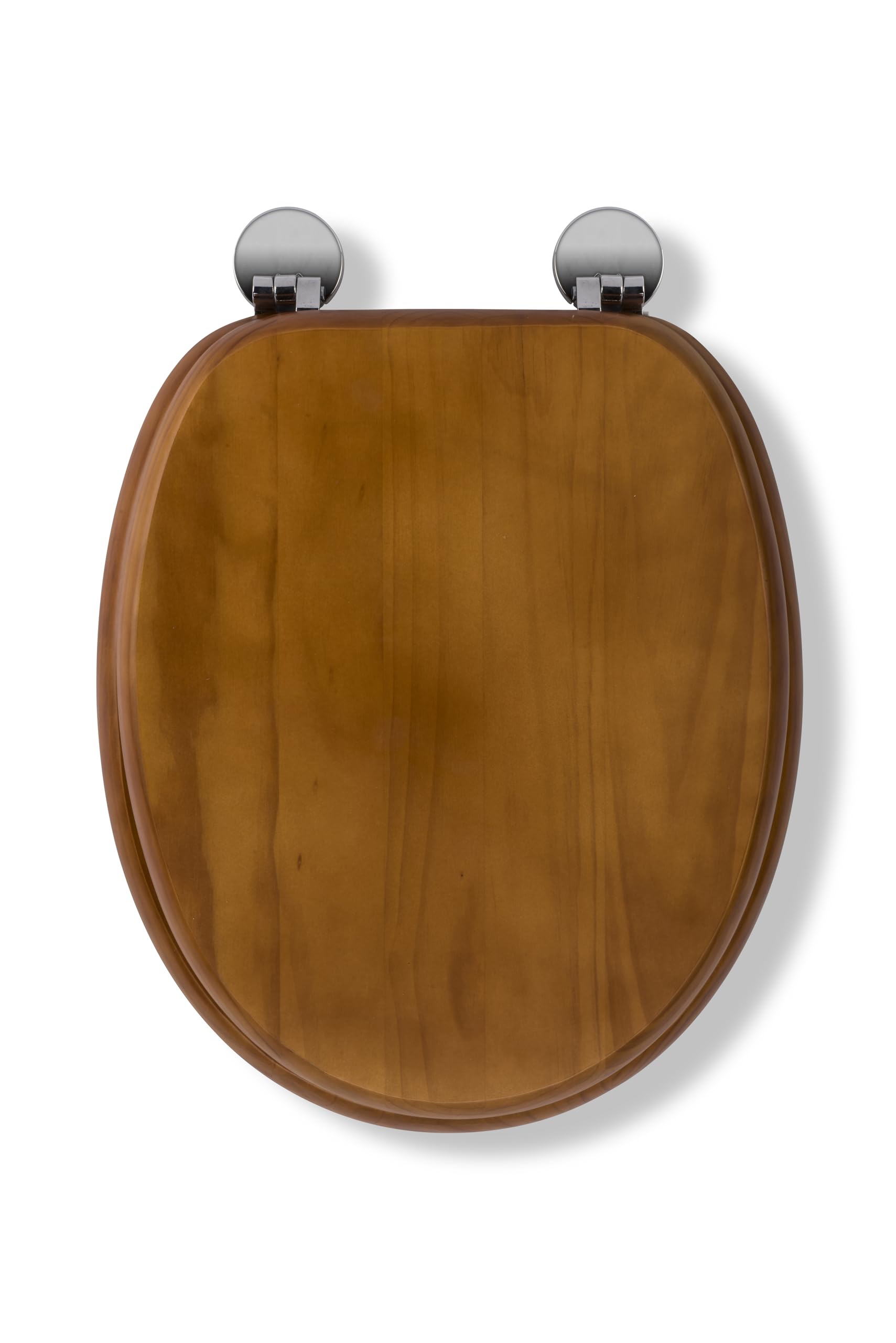 Croydex Davos Flexi-Fix Wooden Toilet Seat - Adjustable Hinges with Top & Bottom Fixings Included and Rust Free Chrome Plated Hinge Covers, Antibacterial Treated Surface (Antique Pine)