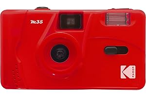 KODAK M35 DA00239-35mm Rechargeable Camera, Fixed Wide Angle Lens, Optical Viewfinder, Built-in Flash, AAA Battery - Red