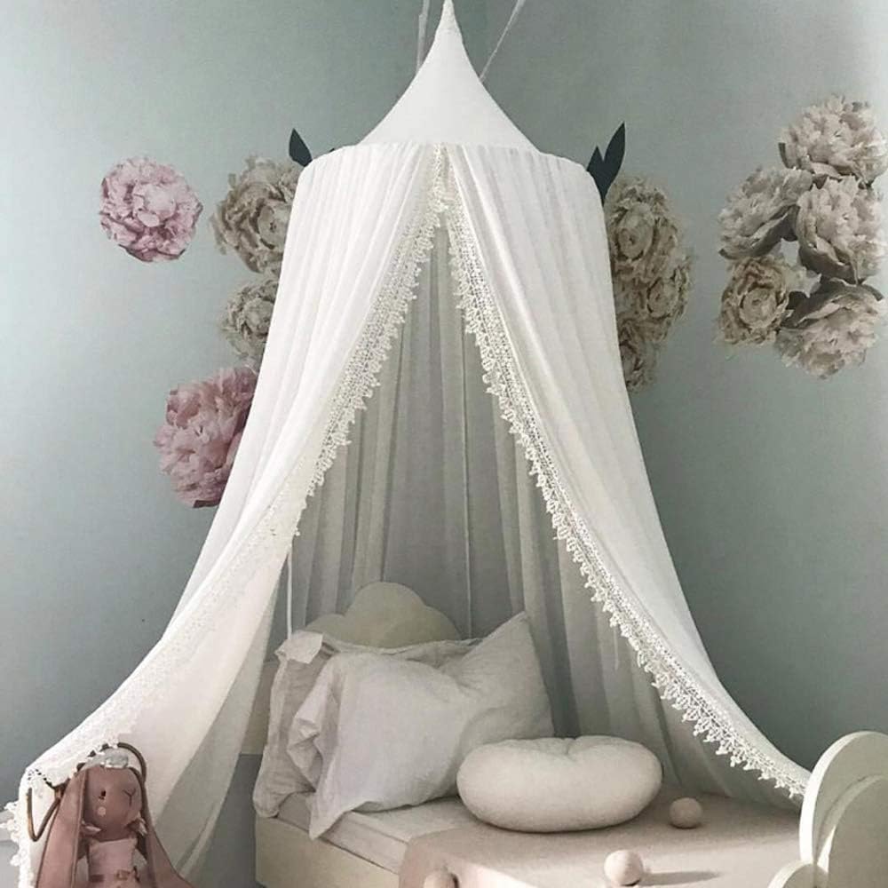 HOUTBY Princess Dome Bed Canopy Mosquito Net Kids Play Tent Hanging House Decoration for Baby Kids Indoor Outdoor Playing Reading