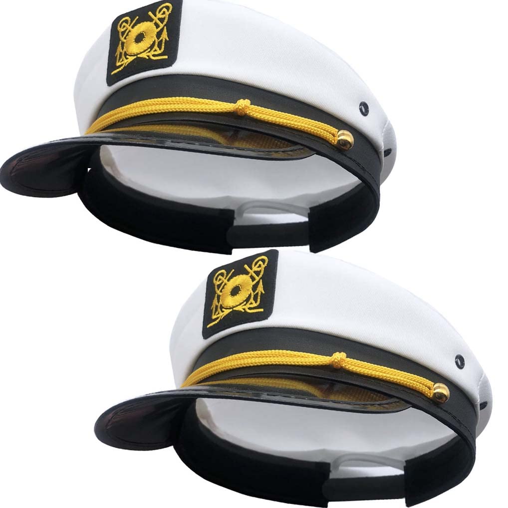 HPMAISON 2 Pieces White Navy Sailor Hat Adjustable Yacht Captain Hat Embroidered Accessories Clothing Party Adult Halloween Brotherhood Decoration Presents — image 1