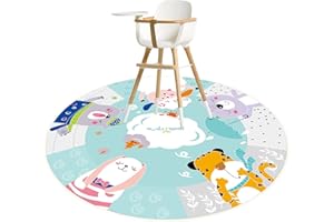 BOLAAZUL Splat Mat Waterproof Washable 43.3″, Anti Slip with Splash Mat for Art Crafts Under High Chair, Reusable Spill Mat for Floor Protector
