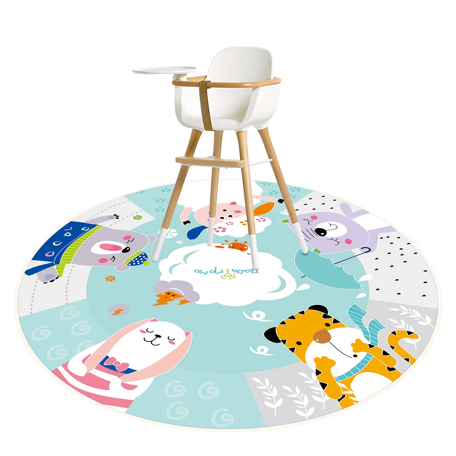 Splat Mat for Baby High Chair 43.3", Waterproof Easy Clean Splash Mat Weaning Pet Spill Mat with Non-Slip Bottom for Floor Protector