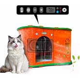 Air Conditioned Cat House - 4-Season Thermo-Electric Pet Shelter with Cozy Warm &amp; Cool Modes for Small Dogs and Cats Up to 15lbs, Energy Efficient &amp; Ultra-Quiet (Orange)