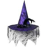 ReneeCho Witch Hat for Women Purple Halloween Costume Accessories Fancy Masquerade Adult