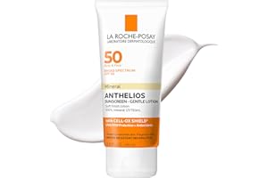 La Roche-Posay Anthelios Mineral Sunscreen SPF 50 Gentle Lotion, Broad Spectrum SPF + Antioxidants, Face & Body Sunscreen, Titanium Dioxide & Zinc Oxide, Oxybenzone Free, Oil Free