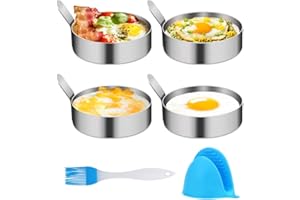 HOGDSEIRRS 4/6 Pack Egg Ring,Egg Mold Ring Non Stick Stainless Steel 3.5Inch Egg Mold Egg Rings for Frying Eggs Pancake Sandwich Cooking Beefsteak Griddle Kitchen Gadgets for Breakfast
